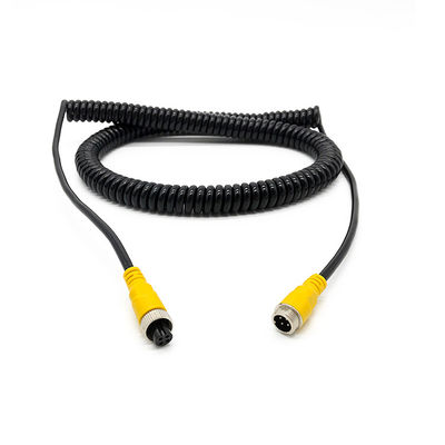 Durable 8M Heavy Duty Spiral Spring Cable PU Coiled Extension Wire 4 Pin Trailer Camera Cable for Trucks Commercial Vehicles