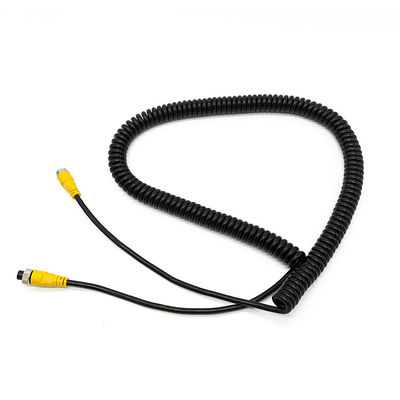 Durable 8M Heavy Duty Spiral Spring Cable PU Coiled Extension Wire 4 Pin Trailer Camera Cable for Trucks Commercial Vehicles