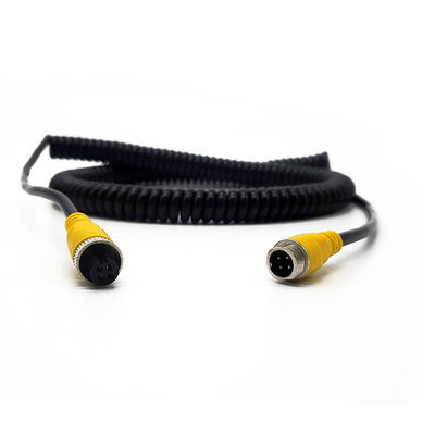 Durable 8M Heavy Duty Spiral Spring Cable PU Coiled Extension Wire 4 Pin Trailer Camera Cable for Trucks Commercial Vehicles