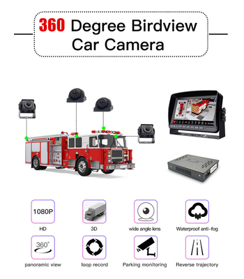 DC12V Backup Camera System 10in For RV Truck Trailer Van Quad Split Screen Monitor