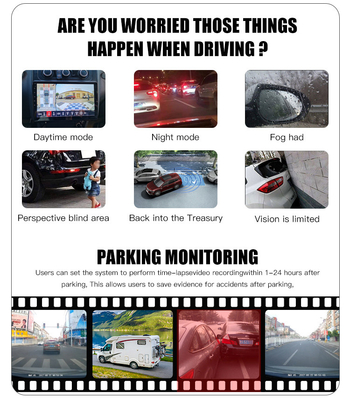36VDC Bird View Car Camera Parking Sensor System Weatherproof 10in Split Screen