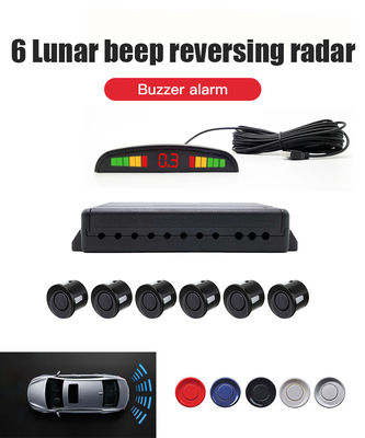 Car Reverse Radar Parking Detection Kit 6 Waterproof Sensors 12V Crescent Screen LED Digital Buzzer 1 Year Warranty