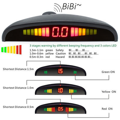 16.5mm Waterproof Smart Car Parking Sensor Reverse LED Display Full Set 6pcs Front & Rear Assistant Buzzer