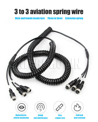 Manufacturer 4Pin Splitter Coiled AV Cable Nylon Trailer Spring Wire Copper Aviation Plug Adapter for Power Applications