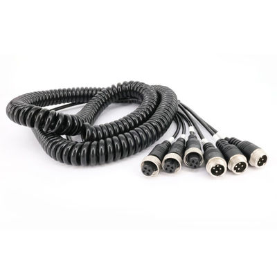 Manufacturer 4Pin Splitter Coiled AV Cable Nylon Trailer Spring Wire Copper Aviation Plug Adapter for Power Applications
