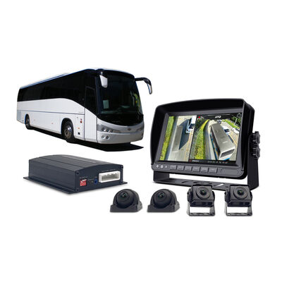 360° Bus Surveillance System with Four Cameras, HD Display, and Parking Sensors for Complete Vehicle Coverage