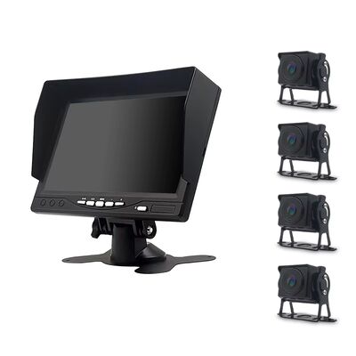 4‑Channel DVR Monitor 1080P HD AHD Quad Screen CCTV Backup Camera System for Scania Bus Heavy‑Duty Truck Vehicle
