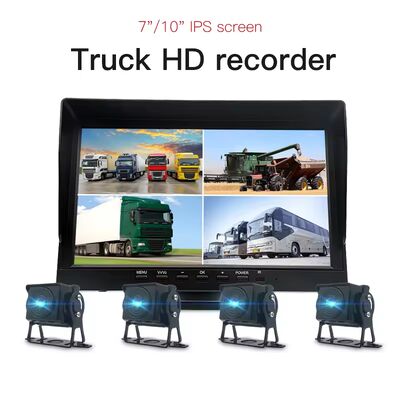 4‑Channel DVR Monitor 1080P HD AHD Quad Screen CCTV Backup Camera System for Scania Bus Heavy‑Duty Truck Vehicle