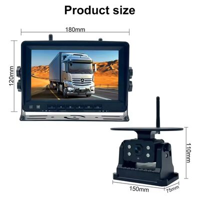 High Definition Wireless Truck DVR Monitor, 7 Inch Night Vision WiFi Solar Powered Reverse Backup Recorder Camera for Winnebago Travato RV Reversing
