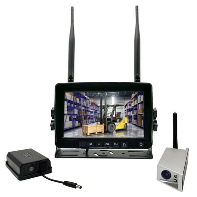 7 Inch IPS Screen Wireless Forklift Monitoring System Dual Waterproof Cameras with Green Laser Light Industrial Vehicle Safety Monitoring Kit