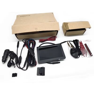 5 Inch Dual Screen Blind Spot Monitoring System with Shark Fin Side View Cameras and Turn Signal Trigger Safety Camera Kit