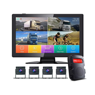 10 Inch 4CH IPS Split-Screen MDVR Monitor Waterproof Backup Camera Dash Cam Reversing Aid for Semi Truck Bus Fleet Monitoring