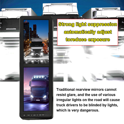 OEM Wholesale Vehicle Security System, 15.8" HD Dual Display Electronic Rearview Mirror with 2 Cameras Recording for MAN Bus Truck
