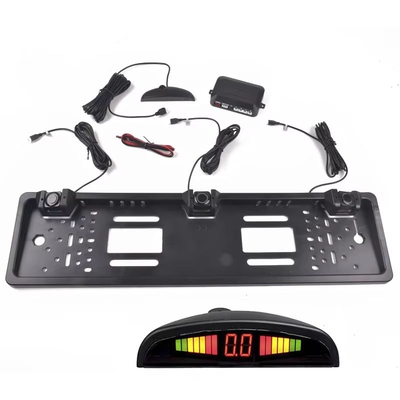  LED LCD Display Bibi Alarm, EU License Frame Car Parking Backup Radar Sensors, Waterproof Auto Reversing Aid, OEM Available