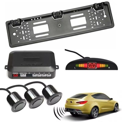  LED LCD Display Bibi Alarm, EU License Frame Car Parking Backup Radar Sensors, Waterproof Auto Reversing Aid, OEM Available