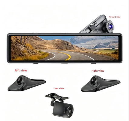 11.26 Inch 4CH AHD 1080P Mirror Dashcam Car Rearview Mirror DVR Recorder Vehicle Black Box