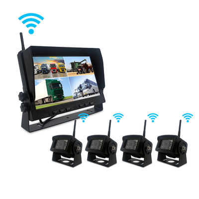 10 Inch 4 Channel Wireless Vehicle Monitor System with 1080P HD Waterproof Cameras for Trucks and Trailers