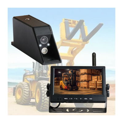 7Inch IPS Monitor Wireless Forklift Camera System 360° Dual‑Lens Waterproof Camera with Green Laser Light for Toyota Forklift Safety Monitoring
