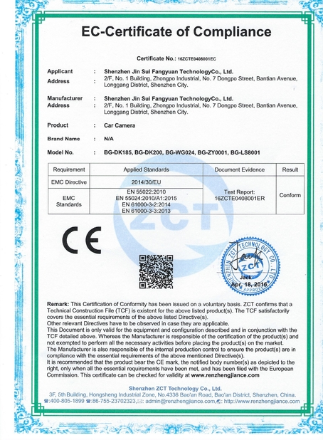 China Shenzhen Jinsuifangyuan Technology Co., Ltd. Certification